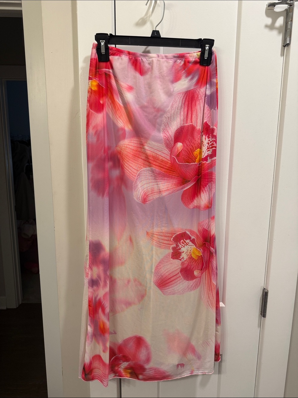 See You Monday Pink Floral Ombre Maxi Skirt